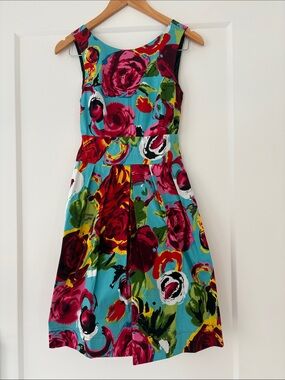 Bright Floral Fit-and-Flare Dress
